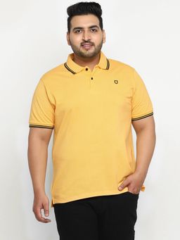 Urbano Plus - Men's Yellow Solid Regular Fit Polo T-Shirt