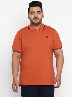 Urbano Plus - Men's Orange Solid Regular Fit Polo T-Shirt