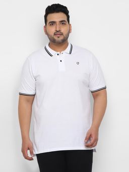 Urbano Plus - Men's White Solid Regular Fit Polo T-Shirt