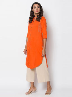Biba - Orange Solid Kurta