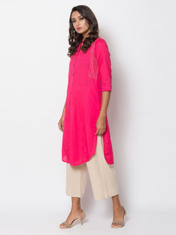 Biba - Pink Solid Kurta