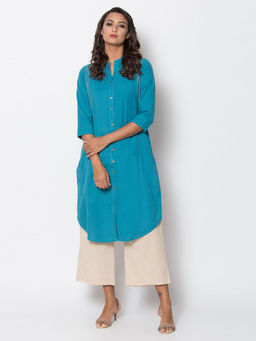 Biba - Teal Solid Kurta