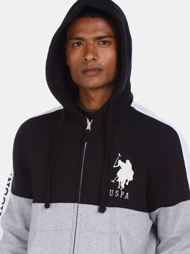 U.S. Polo Assn. Sweatshirts : Buy U.S. Polo Assn. Men Black Zip-Up Hood  Colour Blocked Sweatshirt Online | Nykaa Fashion.