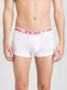 Jockey - US20 Men Super Combed Cotton Elastane Stretch Solid Trunk - White