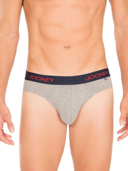Jockey - US59 Men Super Combed Cotton Elastane Solid Brief - Grey Melange