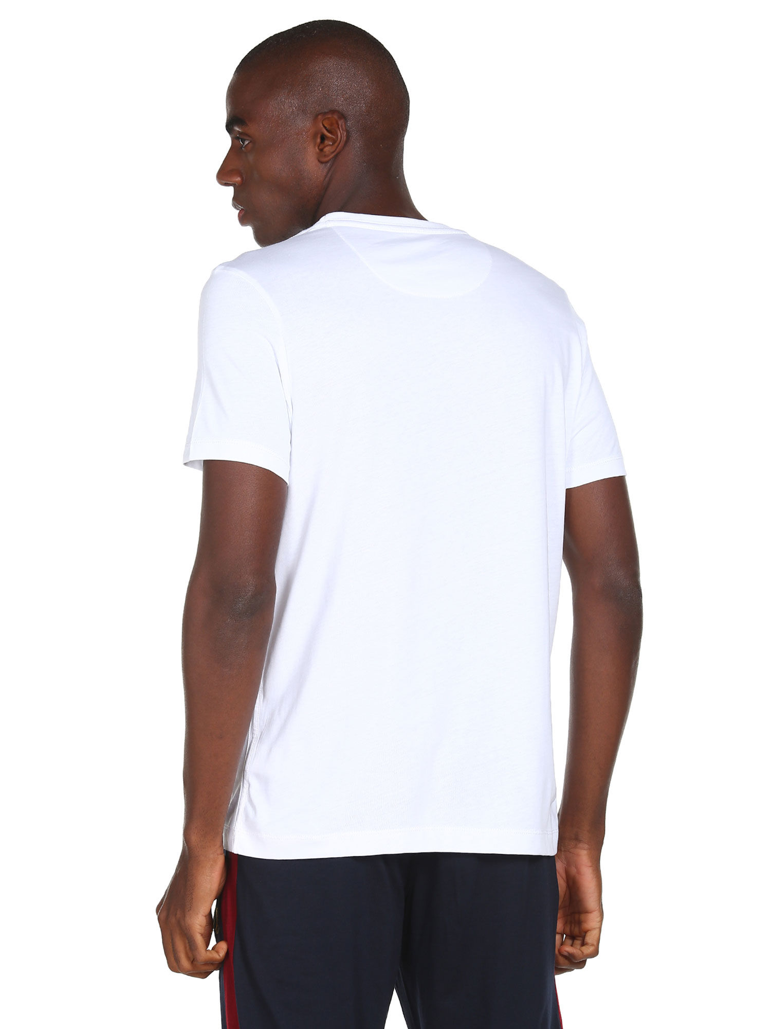 White Round Neck Brand Print T-Shirt 