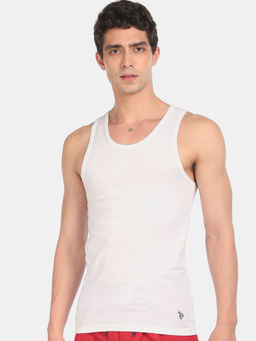 U.S. POLO ASSN. - Men White Solid Cotton Vest