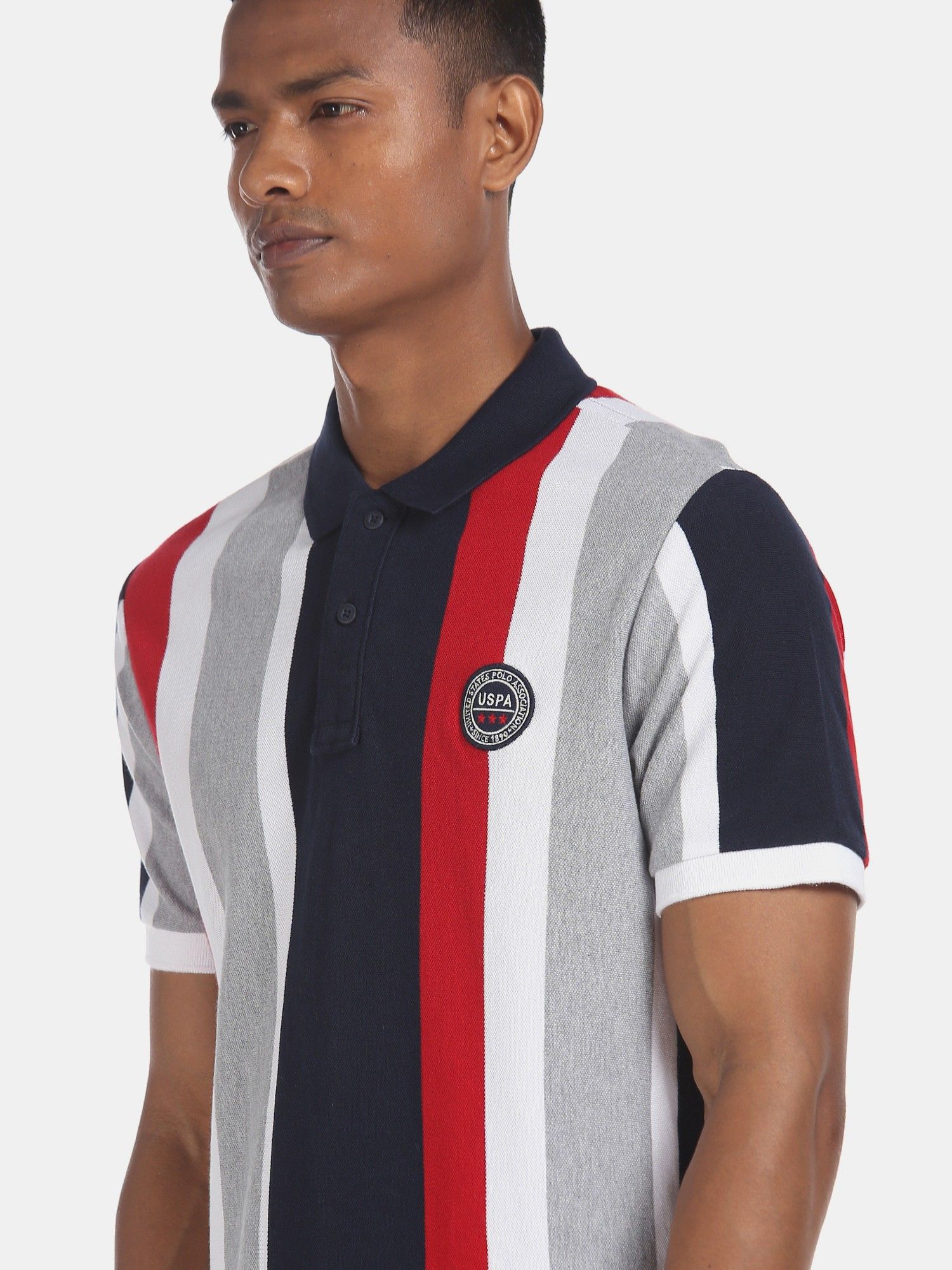 Cotton Stripe Pique Polo Shirt 
