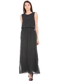 U.S. POLO ASSN. - Black Polka Dot Printed Maxi Dress