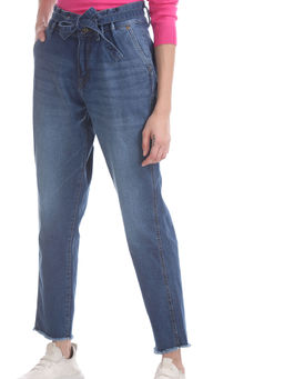 U.S. POLO ASSN. - Blue Girlfriend Fit Belted Waist Jeans