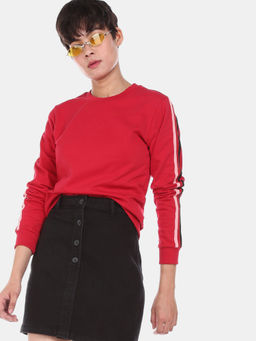 U.S. POLO ASSN. - Women Red Crew Neck Solid Sweatshirt