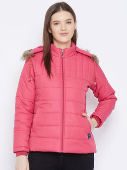 Vero Amore - Women's Pink Winter Wear Full Sleeve Solid Parka Jacket