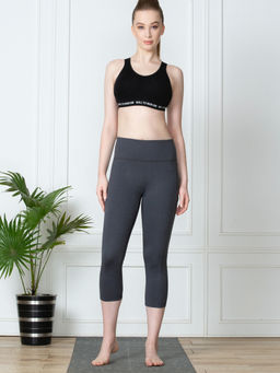 Van Heusen Woman Lingerie and Athleisure - Van Heusen Women Proactive Snug Fit & High Stretch Yoga Capri - Charcoal