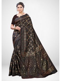 Sareemall - Black Floral Printed Saree