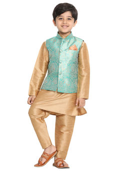 Vastramay - Boys Green Jacket, Kurta Set (Set of 3)