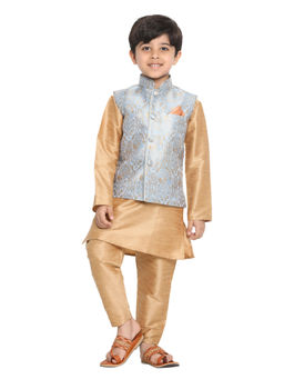 Vastramay - Boys Grey Jacket, Kurta Set (Set of 3)