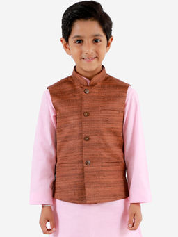 Vastramay - Boys' Coffee Brown Nehru Jacket