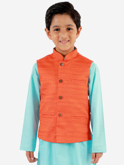 Vastramay - Boys' Orange Nehru Jacket
