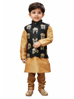 Vastramay - Boys Rose Gold Jacket, Kurta Set (Set of 3)