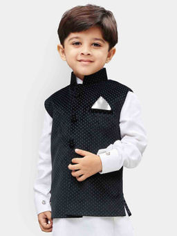 Vastramay - Boys Black Velvet Nehru Jacket