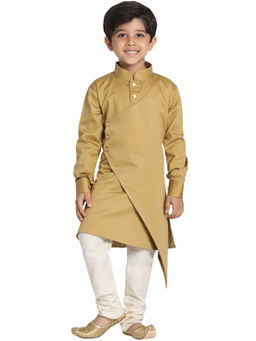 Vastramay - Boys Chikoo and Cream Kurta Pyjama Set (Set of 2)
