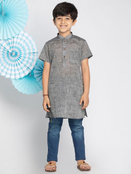 Vastramay - Boys' Grey Melange Kurta