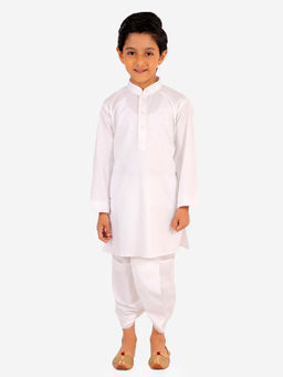 Vastramay - Boys' White Kurta And Dhoti (Set of 2)