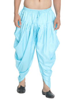 Vastramay - Men Light Blue Cotton Satin Blend Dhoti