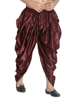 Vastramay - Men Maroon Cotton Satin Blend Dhoti