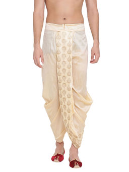 Vastramay - Men's Gold Silk Blend DhotiFree Size