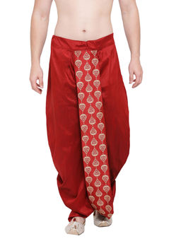 Vastramay - Men's Maroon Silk Blend DhotiFree Size