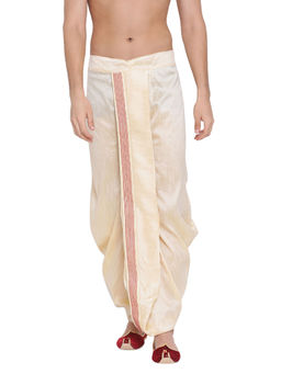 Vastramay - Men's Gold Silk Blend DhotiFree Size