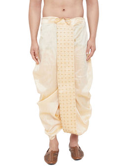 Vastramay - Men's Gold Embroidered DhotiFree Size