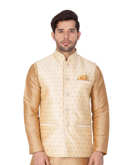 Vastramay - Gold Silk Blend Ethnic Jacket