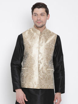 Vastramay - Gold Silk Blend Ethnic Jacket