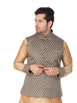 Vastramay - Black Silk Blend Ethnic Jacket