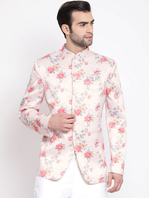 Vastramay Peach Silk Blend Jodhpuri