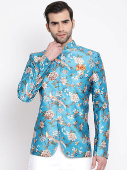 Vastramay - Turquoise Blue Silk Blend Jodhpuri