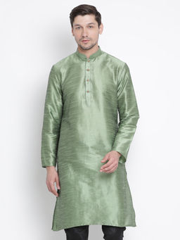 Vastramay - Light Green Silk Blend Kurta