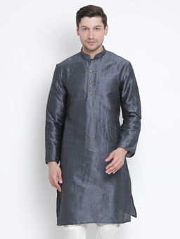 Vastramay - Grey Silk Blend Kurta