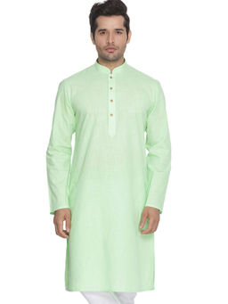 Vastramay - Green Cotton Linen Blend Kurta