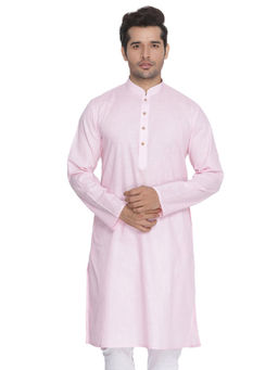 Vastramay - Pink Cotton Linen Blend Kurta