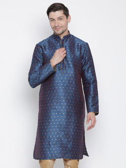 Vastramay - Blue Silk Blend Kurta