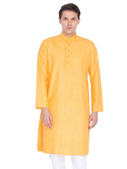 Vastramay - Orange Cotton Linen Blend Kurta