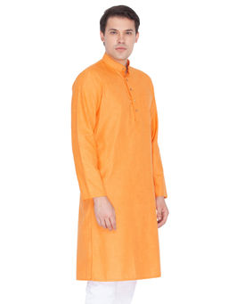 Vastramay - Orange Cotton Linen Blend Kurta