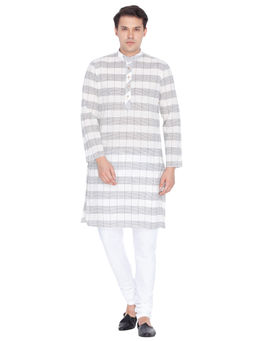 Vastramay - White Pure Cotton Kurta And Churidar (Set of 2)