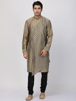 Vastramay - Beige Cotton Blend Kurta And Churidar (Set of 2)