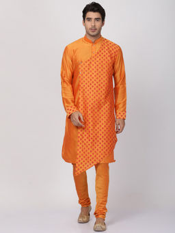 Vastramay - Orange Cotton Blend Kurta And Churidar (Set of 2)