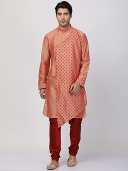 Vastramay - Pink Cotton Blend Kurta And Churidar (Set of 2)
