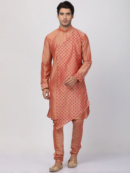 Vastramay - Pink Cotton Blend Kurta And Churidar (Set of 2)